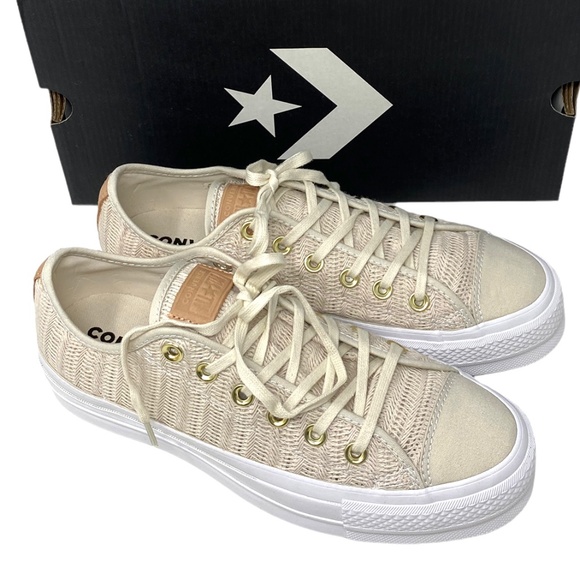đź’–MEGA SALEđź’–Converse CTAS Lift Platform Low Beige Women's 9 Mesh Canvas 560655C - Picture 2 of 8